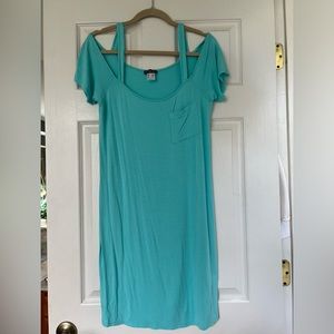 Venus Aqua Cold Shoulder Knit Dress – Size Small